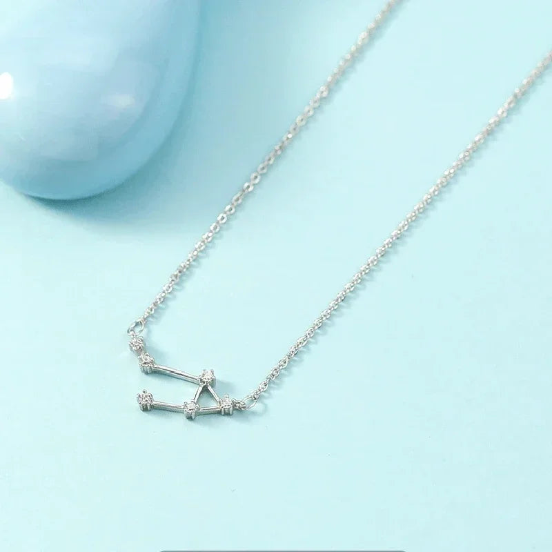 Zodiac Symbol Pendant Necklace – Minimalist Silver Collarbone Pendant Necklace Nixie
