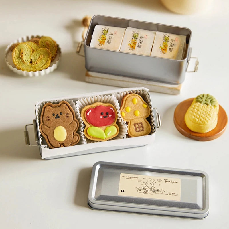 Rectangular Tinplate Storage Box with Lid – Cookie & Candy Tin
