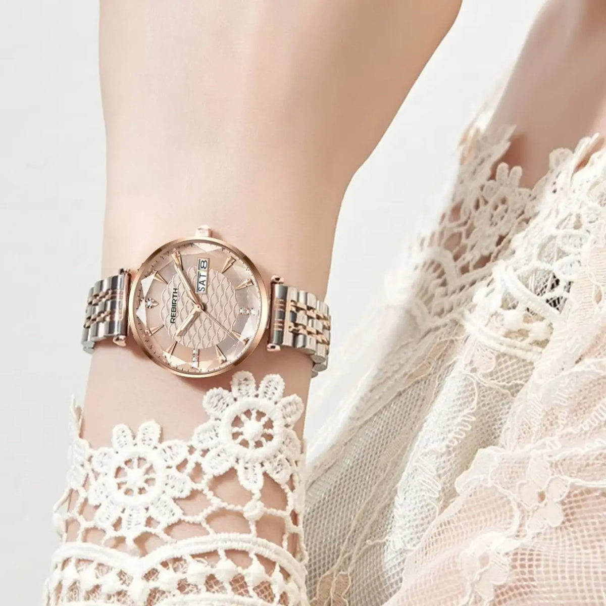 REBIRTH Classic Business Quartz Watch | Calendar & Steel Strap
