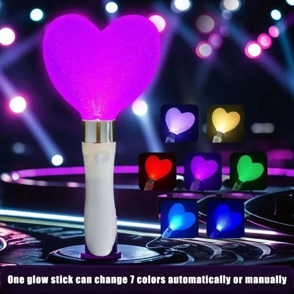 Heart Star Kpop Lightstick – 7-Color LED Concert Glow Stick