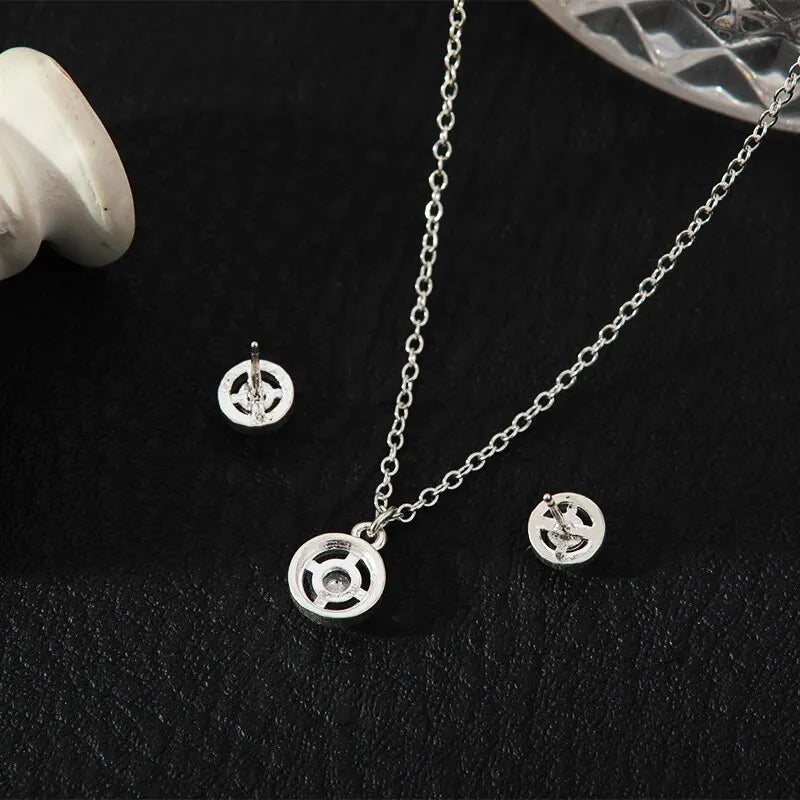 4-Piece Silver Zirconia Jewelry Set – Necklace, Ring & Earrings Jewelry Set Nixie