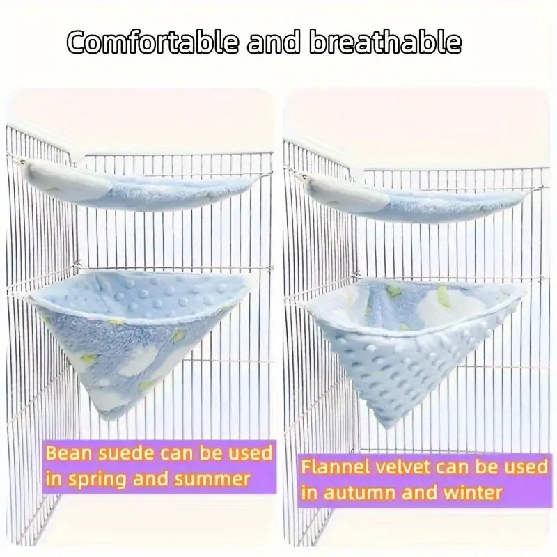 Small Pet Hammock & Funnel Bed Set – Fleece Cage Accessory Pet Cage Hammock Set Nixie