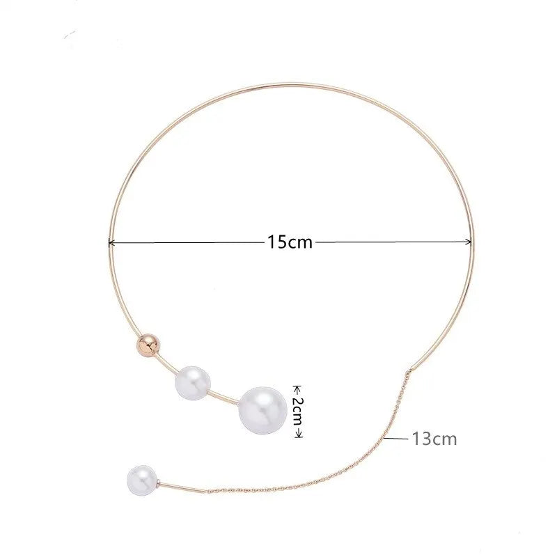Gold-Tone Pearl Tassel Collar Choker Necklace for Women Choker Necklace Nixie