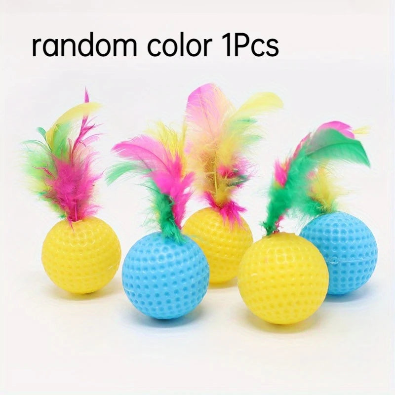 Sisal Scratching Ball Cat Toy with Feather – 1 or 5 Pcs