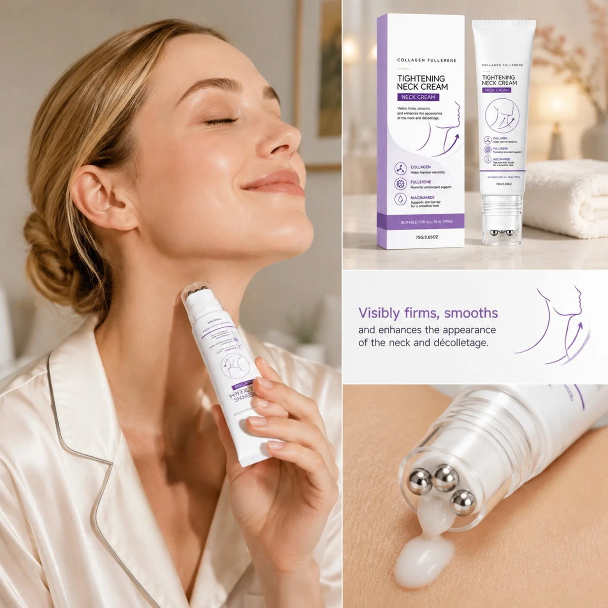 Fullerene Collagen Neck Cream – Hydrating Neck Skincare Neck Cream Nixie