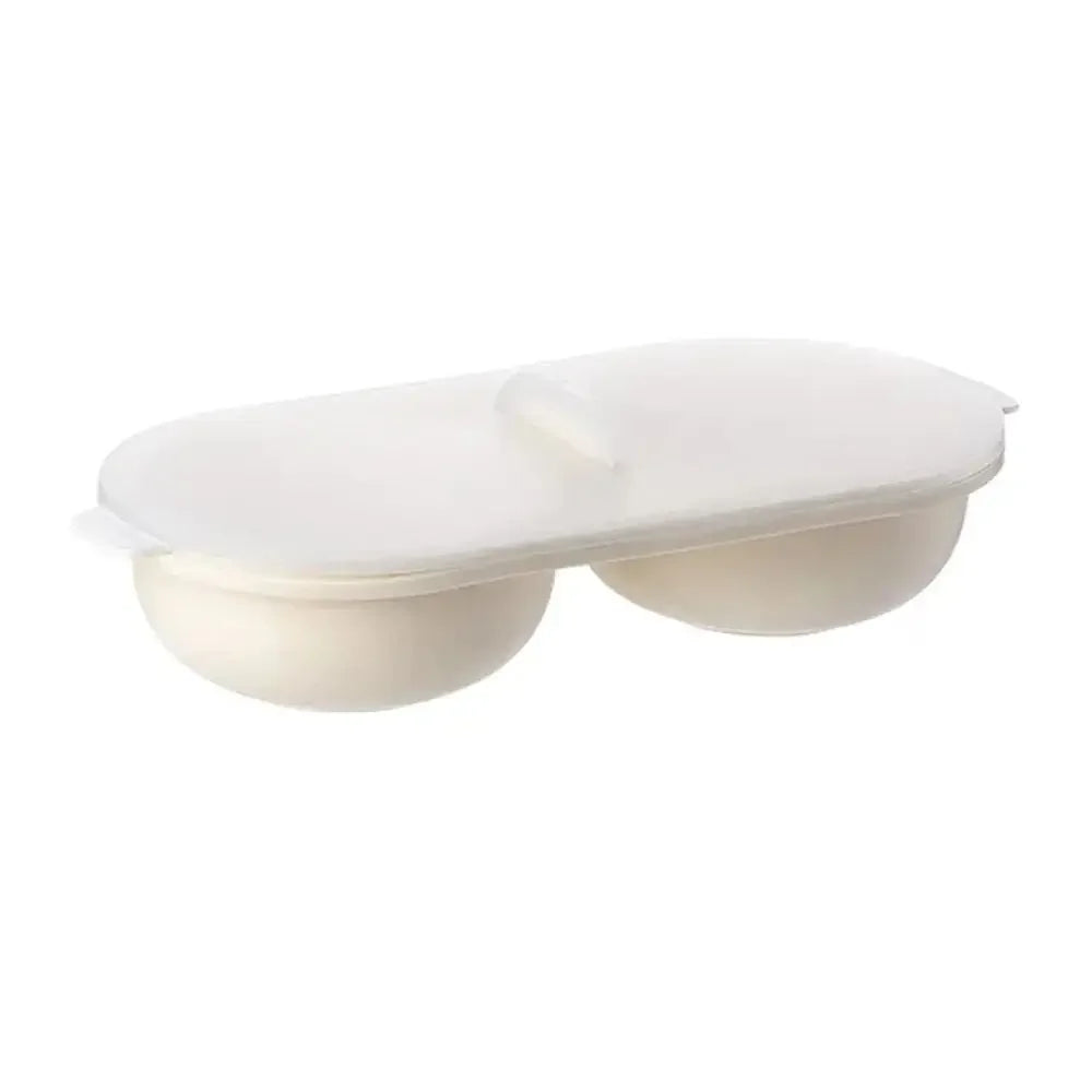 Microwave Egg Poacher Double Cup Non-Stick Egg Boiler Mold Egg Poacher Nixie beige