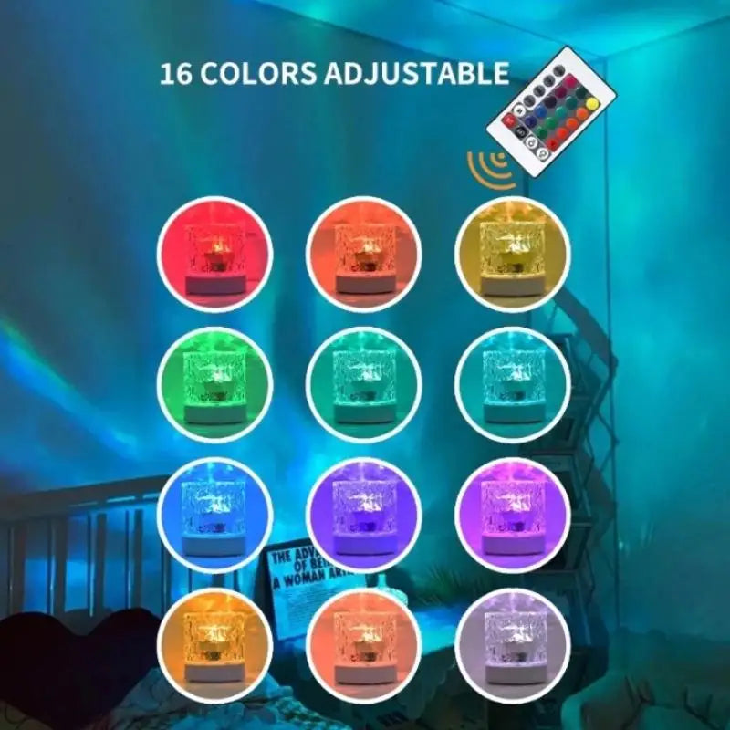 16-Color Rotating Water Ripple Ocean Projector Night Light Projector Night Light Nixie