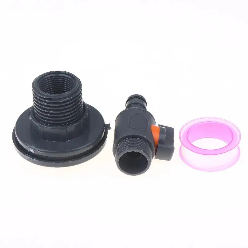 PVC Water Barrel Adapter with Valve – Rainwater Tank Connector Water Tank Adapter Nixie