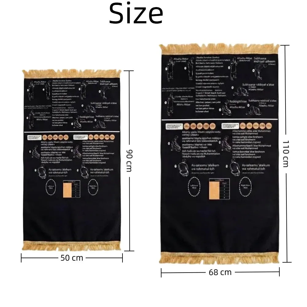 Foldable Educational Prayer Mat – Bilingual Visual Guide, Non-Slip Educational Prayer Mat Nixie