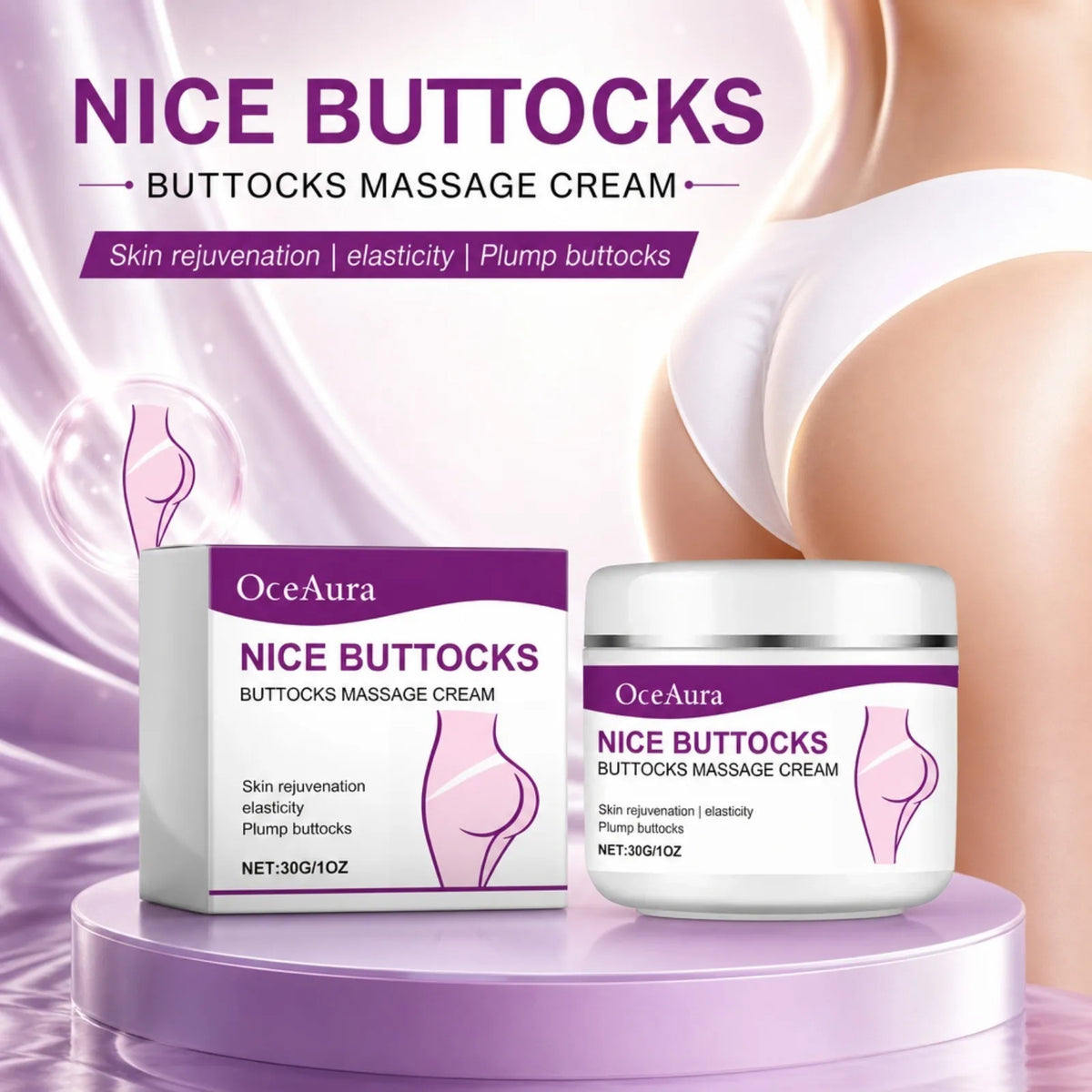 OceAura Hip Firming Massage Cream – Moisturizing Body Skin Care Body Firming Cream Nixie
