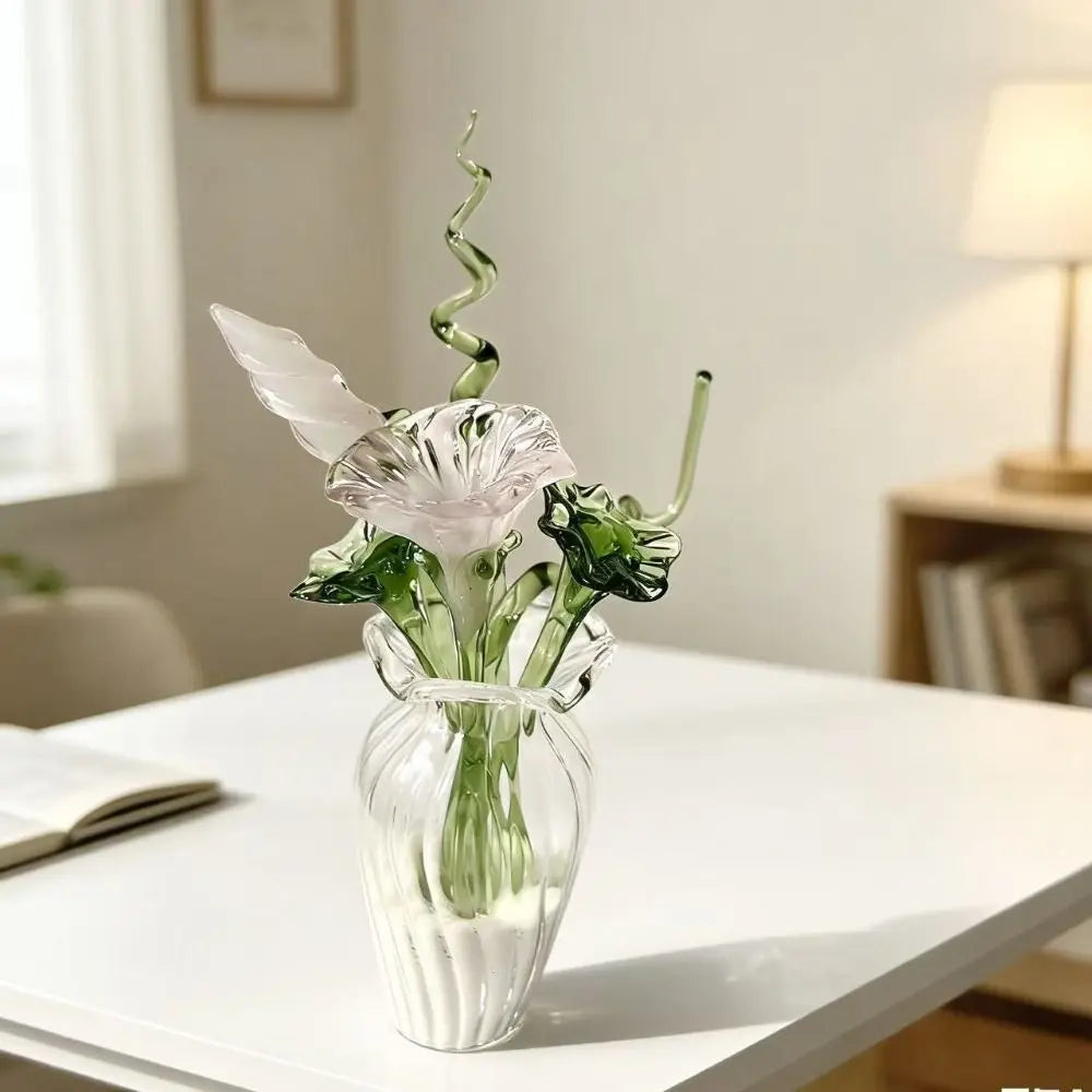 Handmade Colored Glaze Glass Flower Bouquet | Floral Sculpture