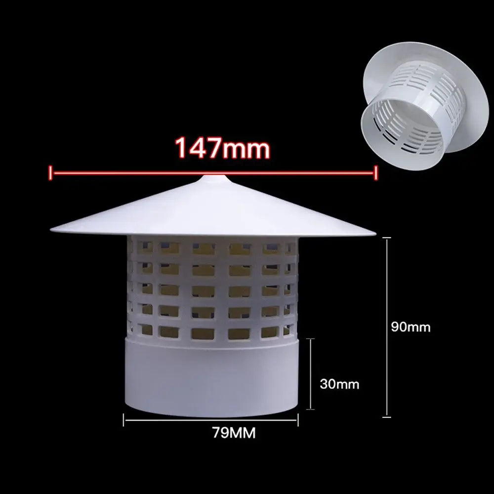 PVC Ventilated Rain Cap 75–200mm Roof Duct Exhaust Vent Hood Cover Vent Rain Cap Nixie 75mm