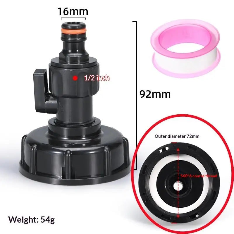 IBC Tank Valve Adapter 1/2" & 3/4" – 60mm Coarse Thread Set IBC Tank Adapter Nixie A4 4 points