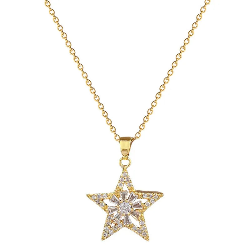 Women's Star Pendant Necklace – Gold Stainless Steel Choker