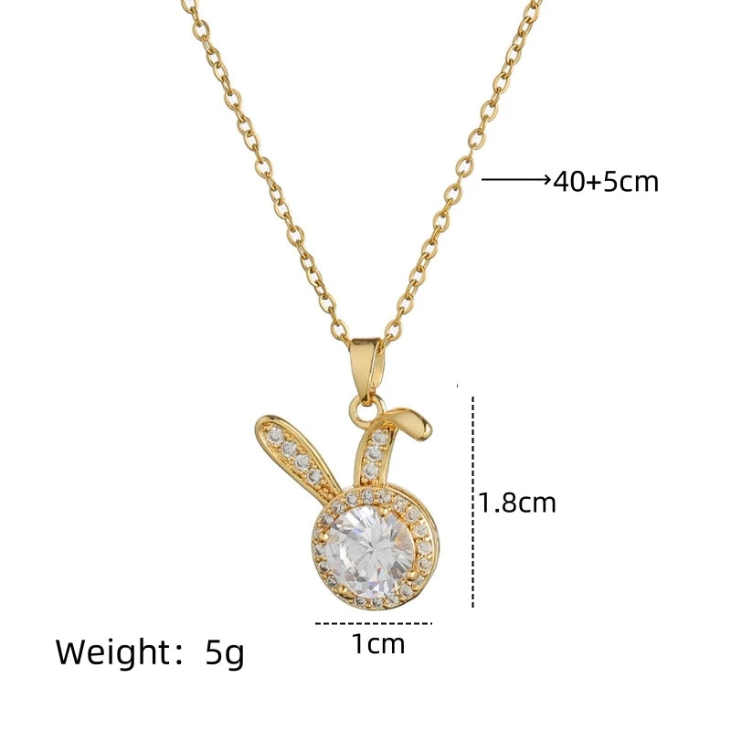 Cute Bunny Copper Zirconia Pendant Necklace for Women Pendant Necklace Nixie XL1993-2