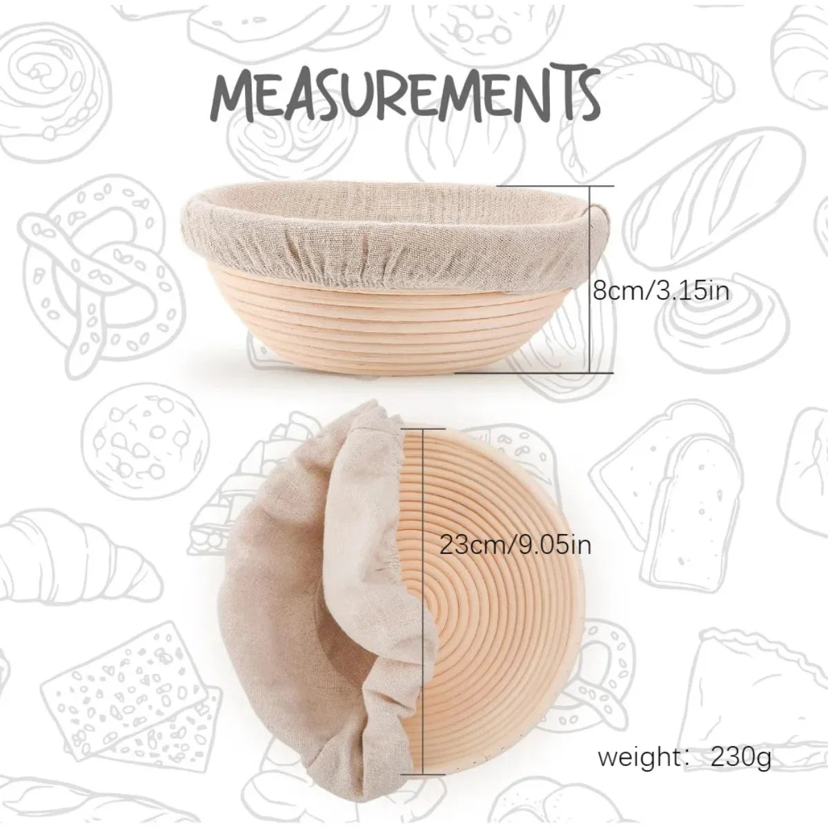 Natural Rattan Banneton Bread Proofing Basket | Sourdough