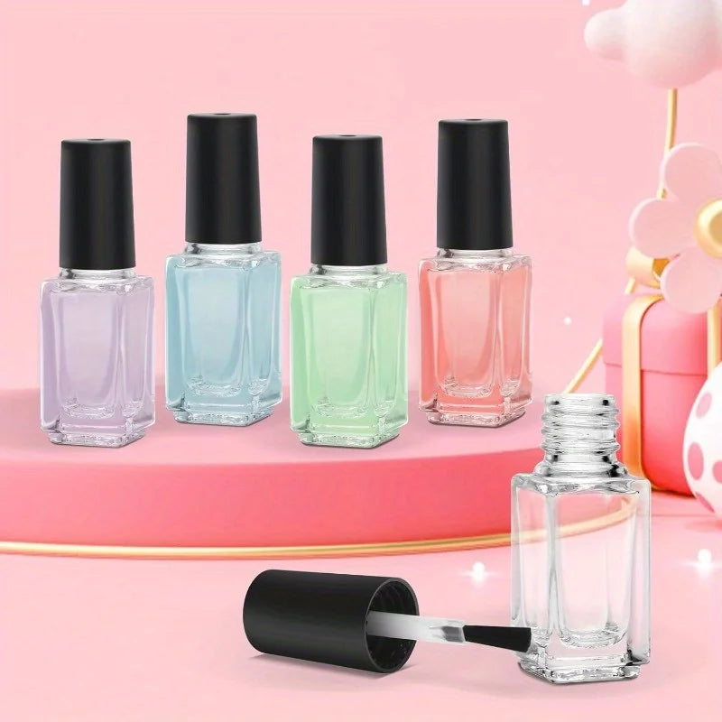 5PCS 5ml Clear Glass Nail Polish Bottles with Brush & Funnel Nail Polish Bottles Nixie