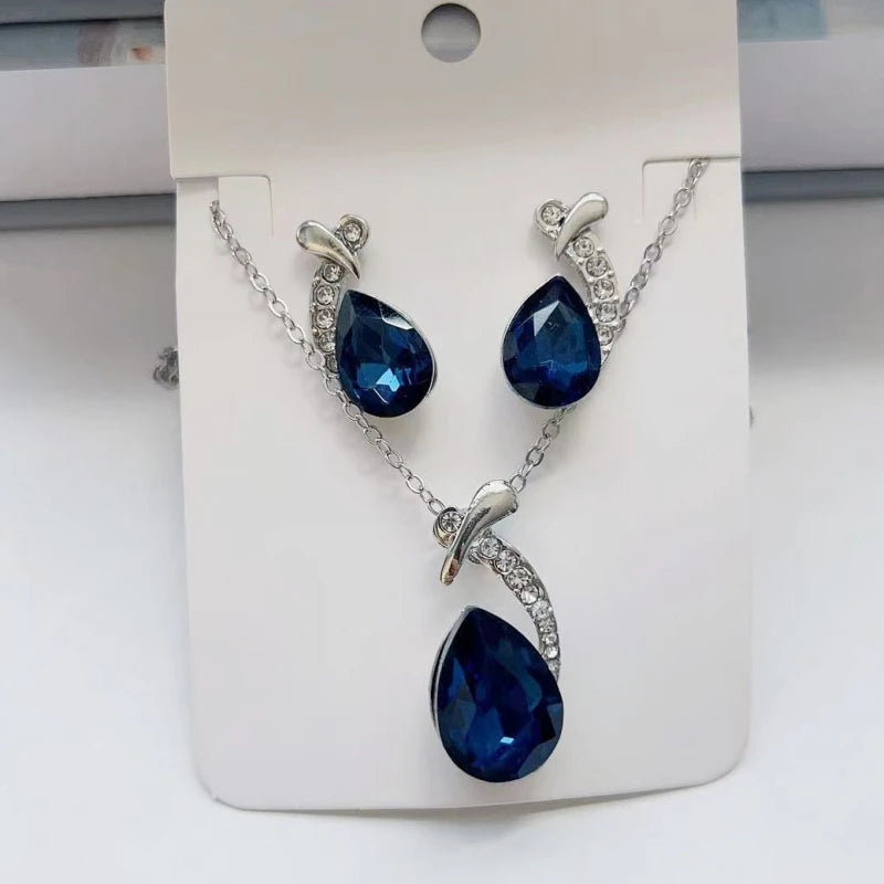 Women's Fish-Shaped Crystal Clavicle Necklace & Earrings Set Jewelry Set Nixie