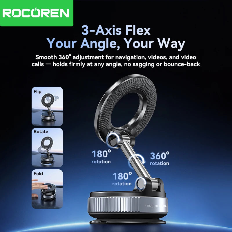 Rocoren Magnetic Car Phone Holder – Suction Cup 360° Mount
