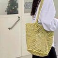 Nixie Large-Capacity Hollow-Out Woven Shoulder Bag for Women Woven Shoulder Bag Nixie Yellow
