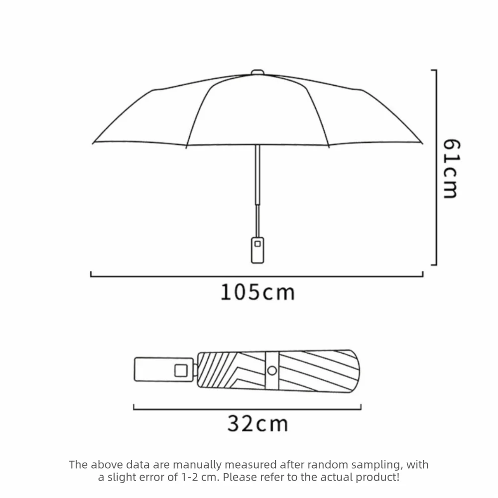 LED Flashlight Auto Open Umbrella – UV & Windproof, Reverse Fold