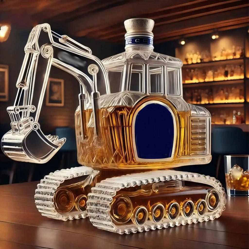Excavator Shaped Whiskey Decanter | Novelty Glass Liquor Bottle Whiskey Decanter Nixie