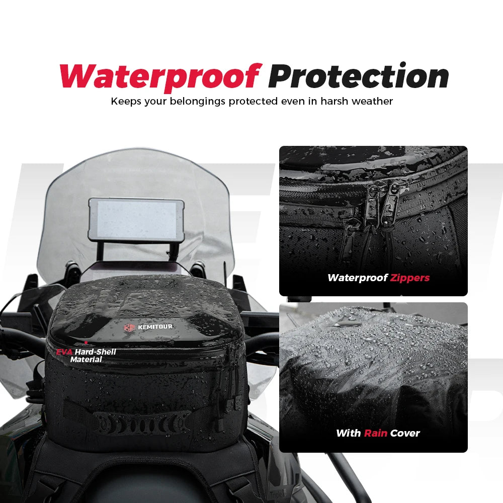 KEMITOUR Expandable Waterproof Motorcycle Tank Bag 13–16L EVA Motorcycle Tank Bag Nixie