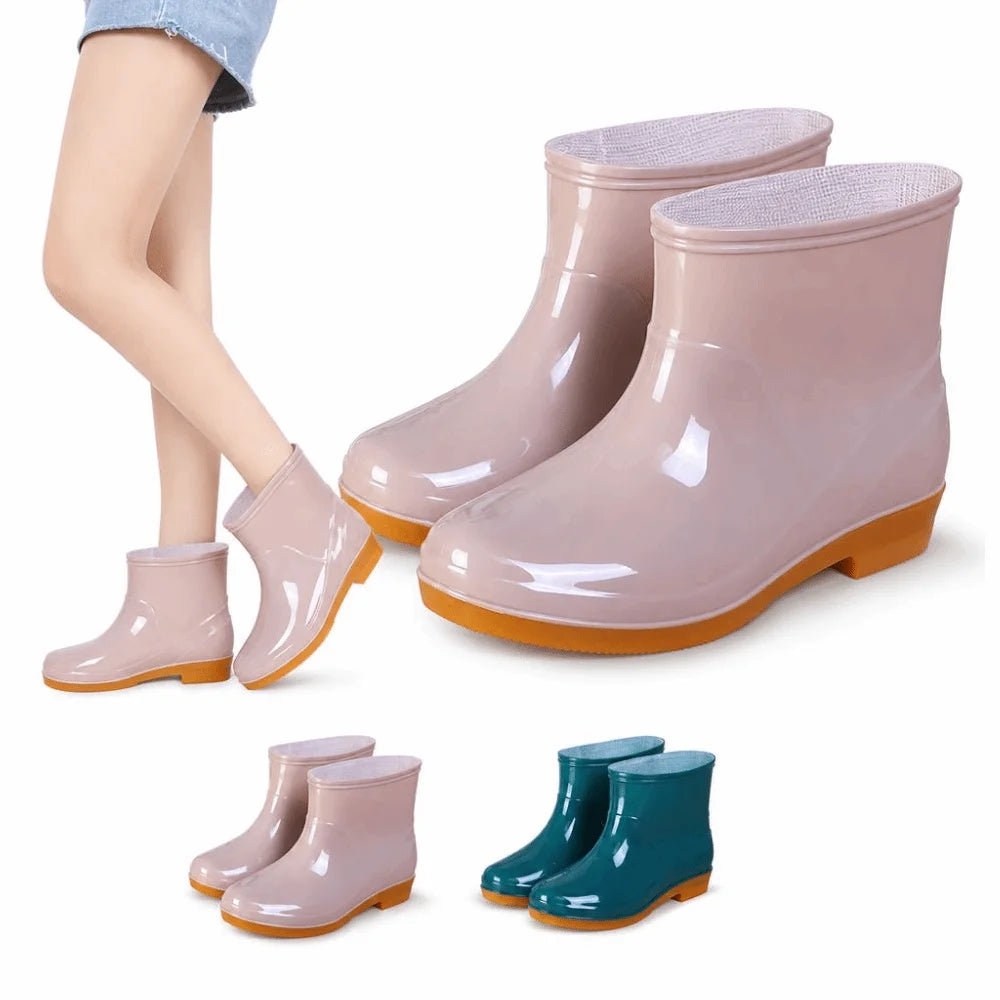 Women's Non-Slip Waterproof Short Rain Boots | Low-Top PVC Women's Rain Boots Nixie