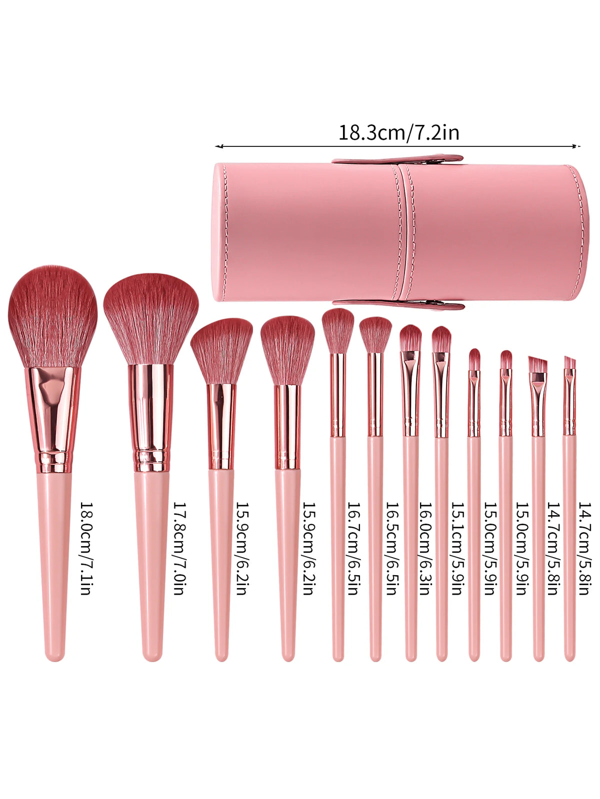 12Pcs Pink Makeup Brush Set with Storage Tube | Soft Bristles Makeup Brush Set Nixie