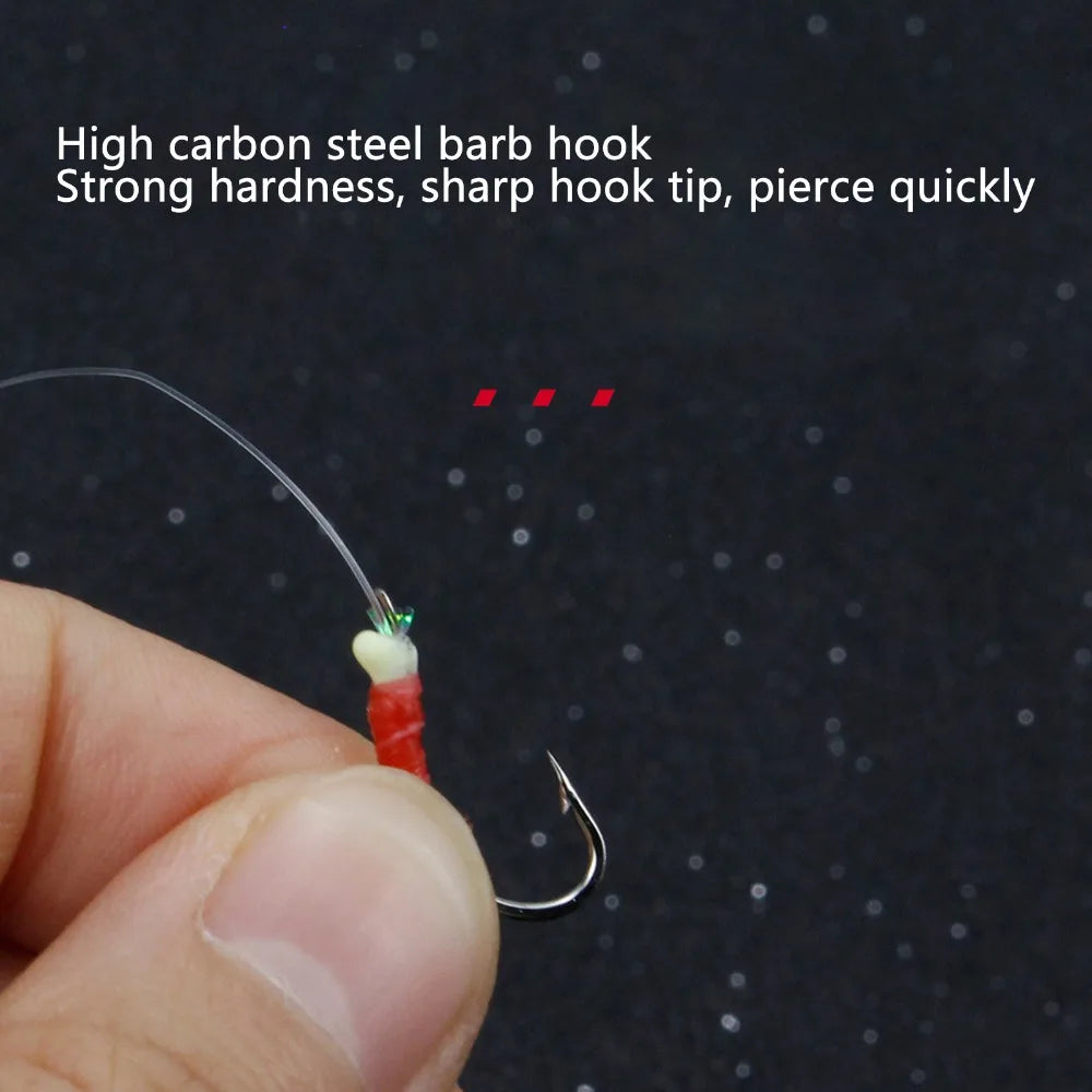12-Pack Fishing Bait Rigs – Carbon Steel Hooks & Luminous Beads Fishing Bait Rigs Nixie