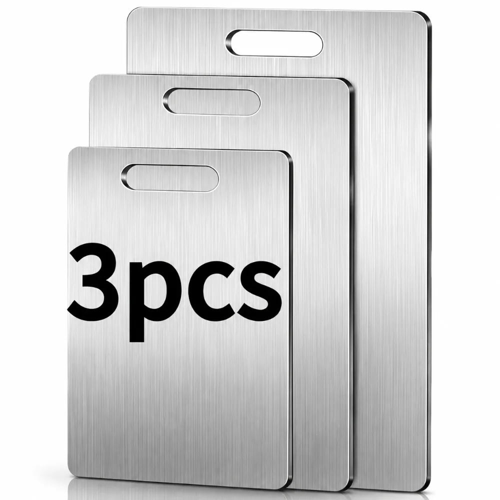 3-Piece Stainless Steel Cutting Board Set – BPA Free & Rustproof Cutting Board Set Nixie