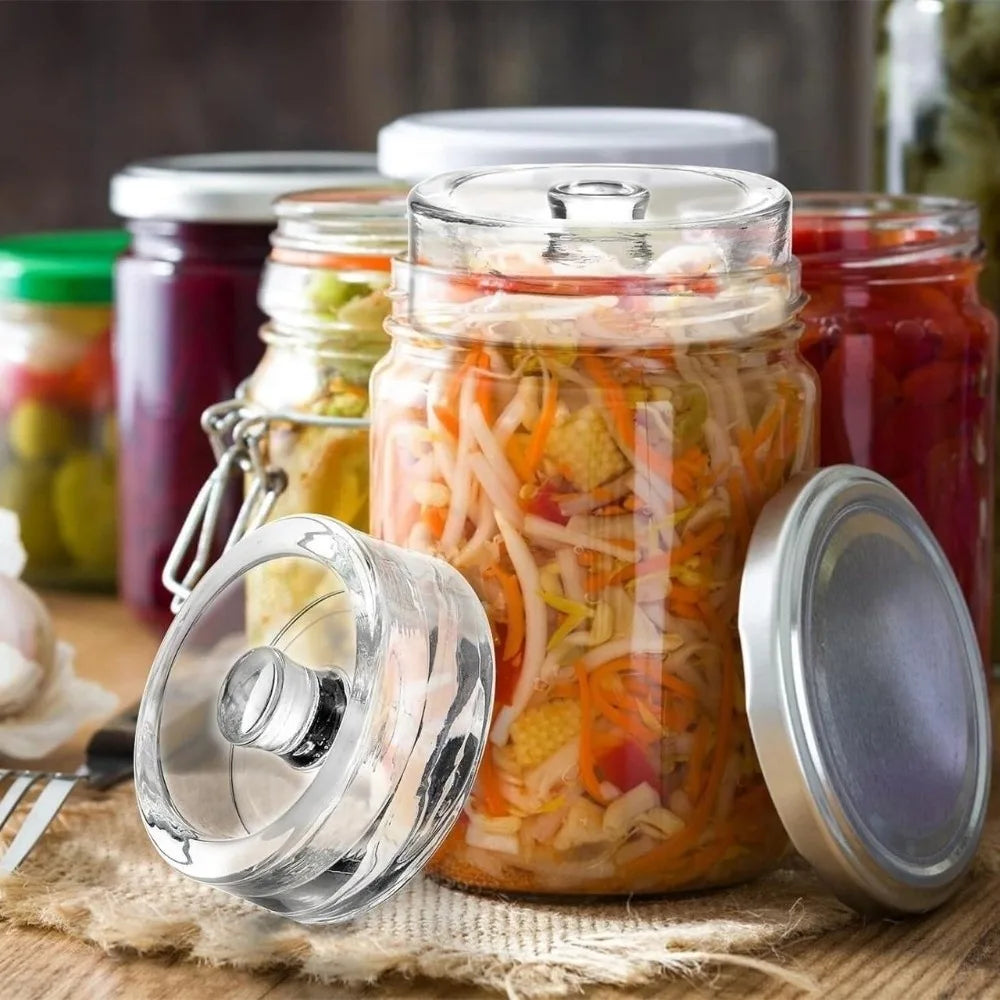Glass Fermentation Weights with Handle – Wide Mouth Mason Jar Fermentation Weight Nixie