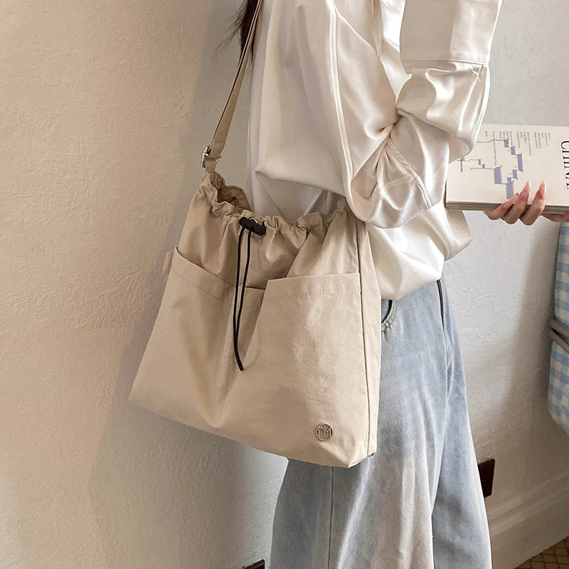 Women's Canvas Drawstring Bucket Bag – Large Capacity & Lightweight Canvas Bucket Bag Nixie