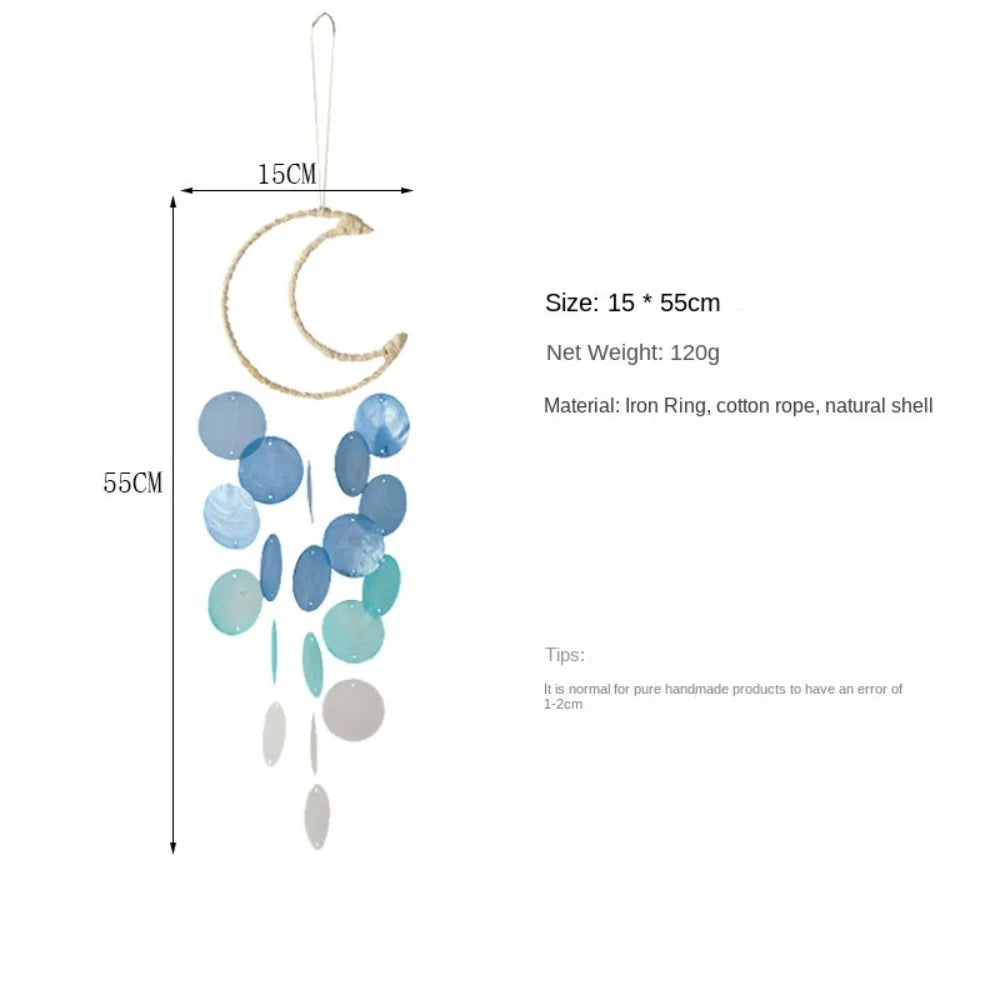 Shell Moon Wind Chimes – Natural Shell Dream Catcher Décor Wind Chime Nixie