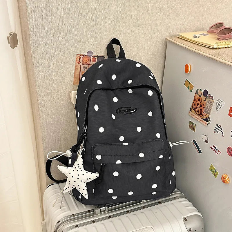 Korean Star Polka Dot Backpack – Large Capacity Women's School Bag Women's Backpack Nixie