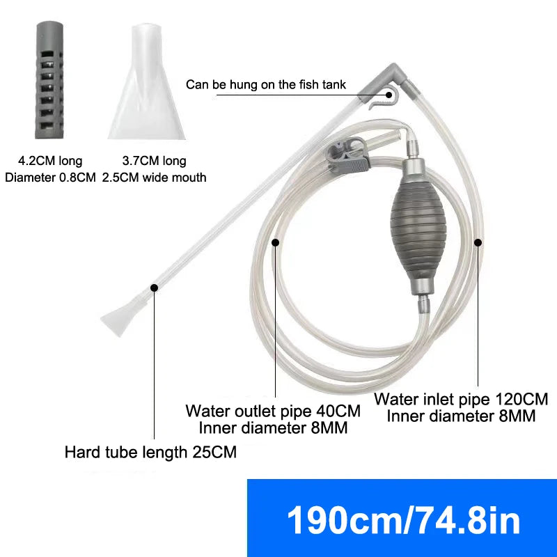 Manual Aquarium Vacuum Siphon Pump – Fish Tank Water Changer Aquarium Siphon Pump Nixie