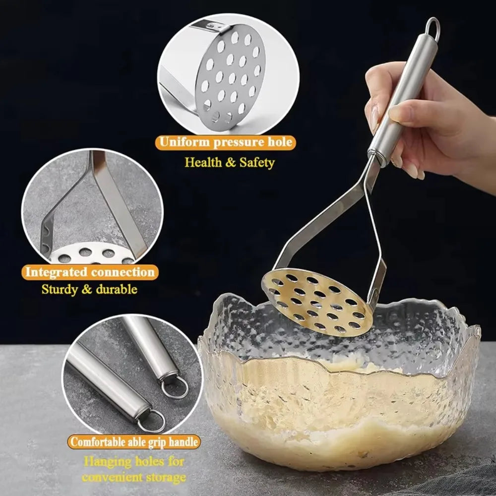 Potato Masher & Baby Food Maker – Vegetable Press & Slicer Kitchen Food Masher Nixie