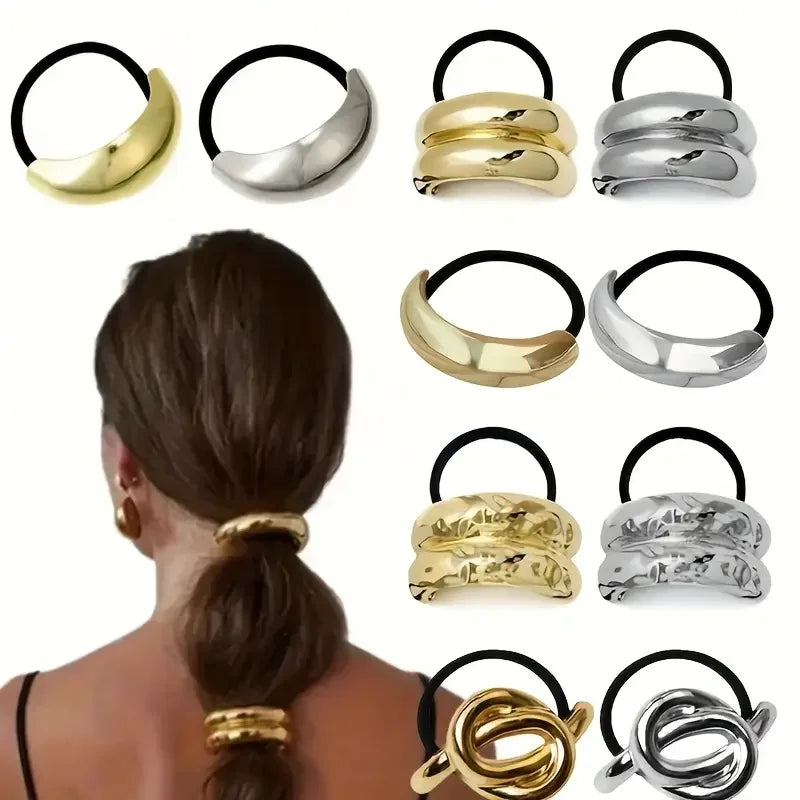Geometric Metal Hair Rope Scrunchie – Elegant & Gentle Hold Hair Scrunchie Nixie