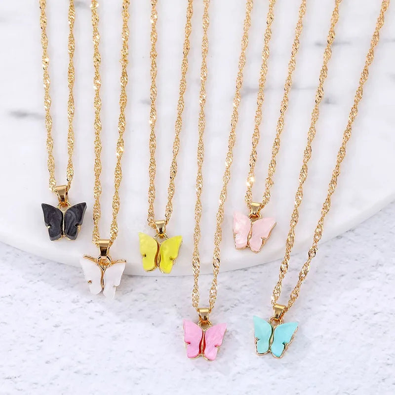 Butterfly Glass Pendant Necklace – Lead-Free & Hypoallergenic Pendant Necklace Nixie