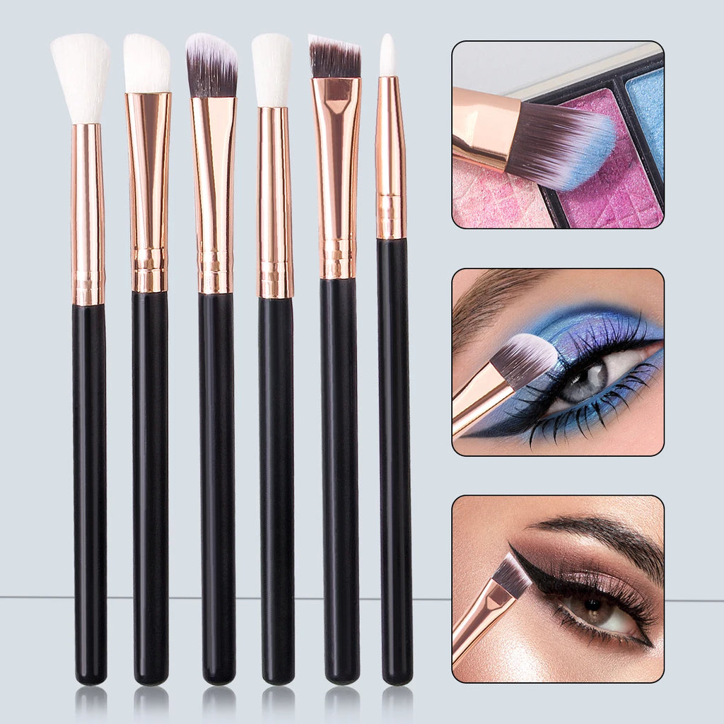 6-Piece Professional Eye Makeup Brush Set for Beginners Eye Makeup Brushes Nixie black
