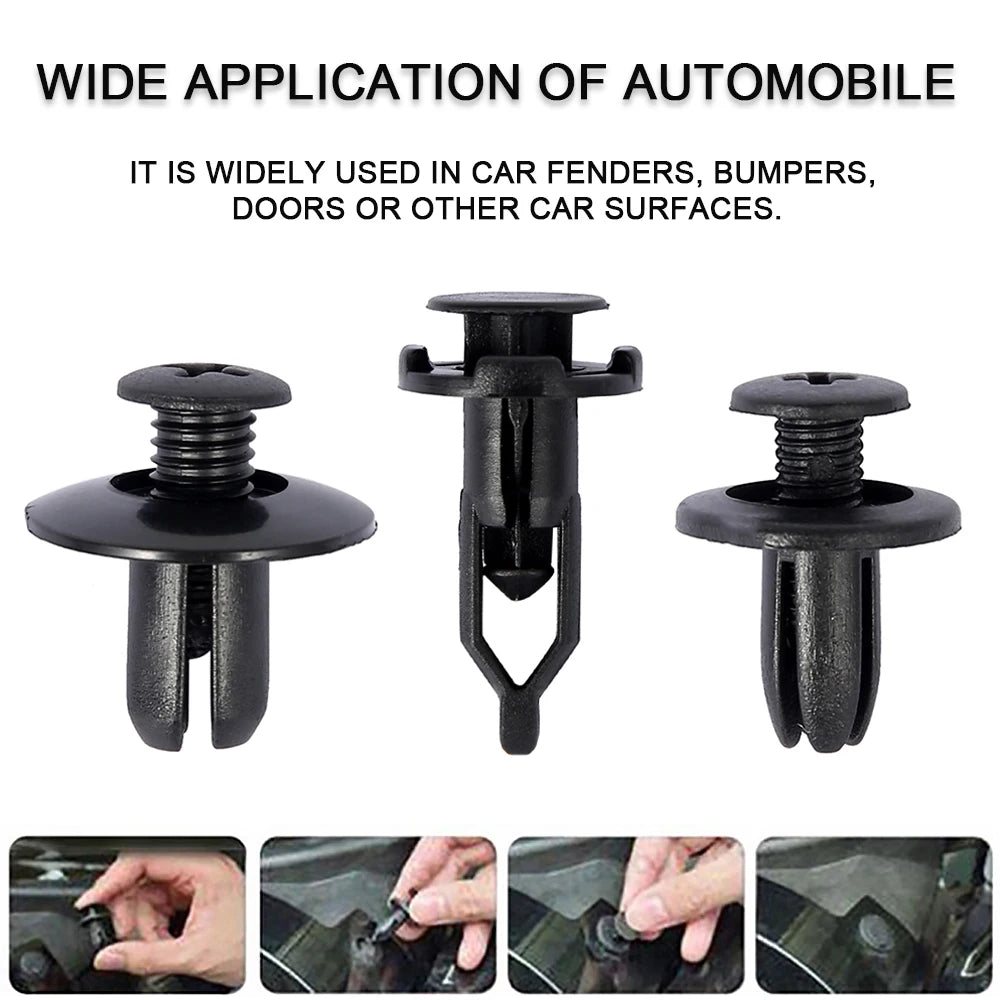 50pcs Car Retainer Clips 6mm 8mm 9mm Plastic Fastener Rivet Kit Auto Fastener Clips Nixie
