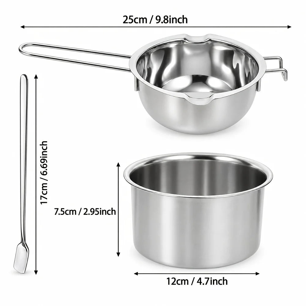 3-Piece Stainless Steel Double Boiler Melting Pot Set Double Boiler Set Nixie 3 PCS-SET