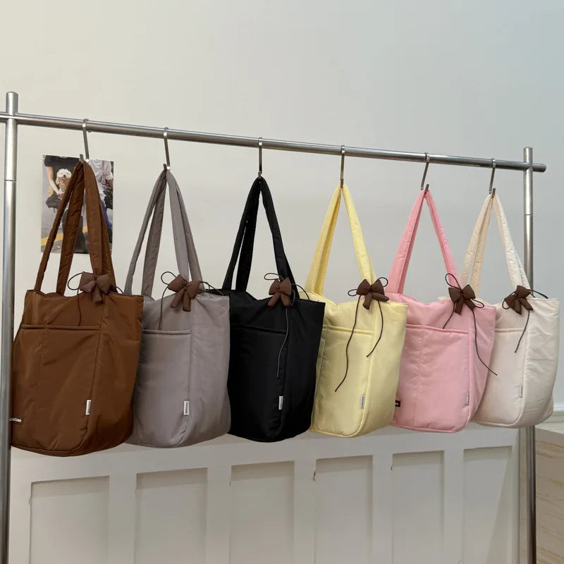 Korean Style Large Capacity Padded Nylon Tote Shoulder Bag Nylon Tote Bag Nixie