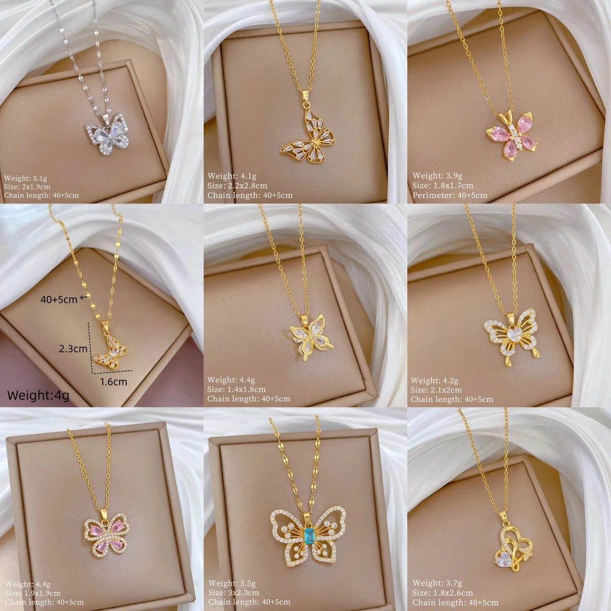 Butterfly Pendant Necklace Women | Copper Zircon Stainless Steel Pendant Necklace Nixie