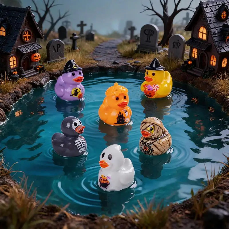 Halloween Mini Resin Duck Figurines – 10pc Spooky Set