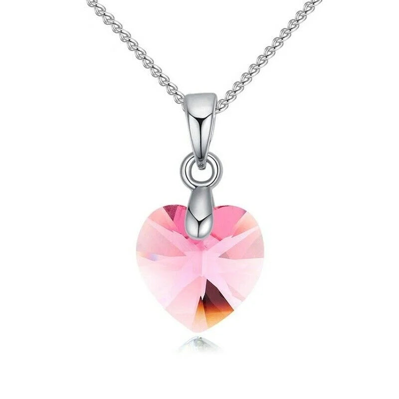 Women's Rose Red Zircon Heart Necklace & Earrings Set Jewelry Set Nixie