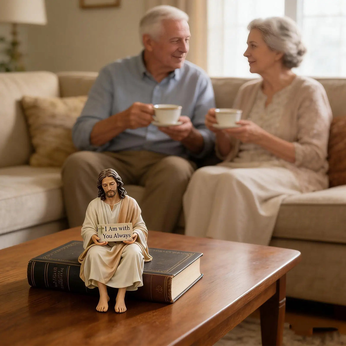 Hand Painted Jesus Figurine Sitting Pose Resin Statue – 4.7"