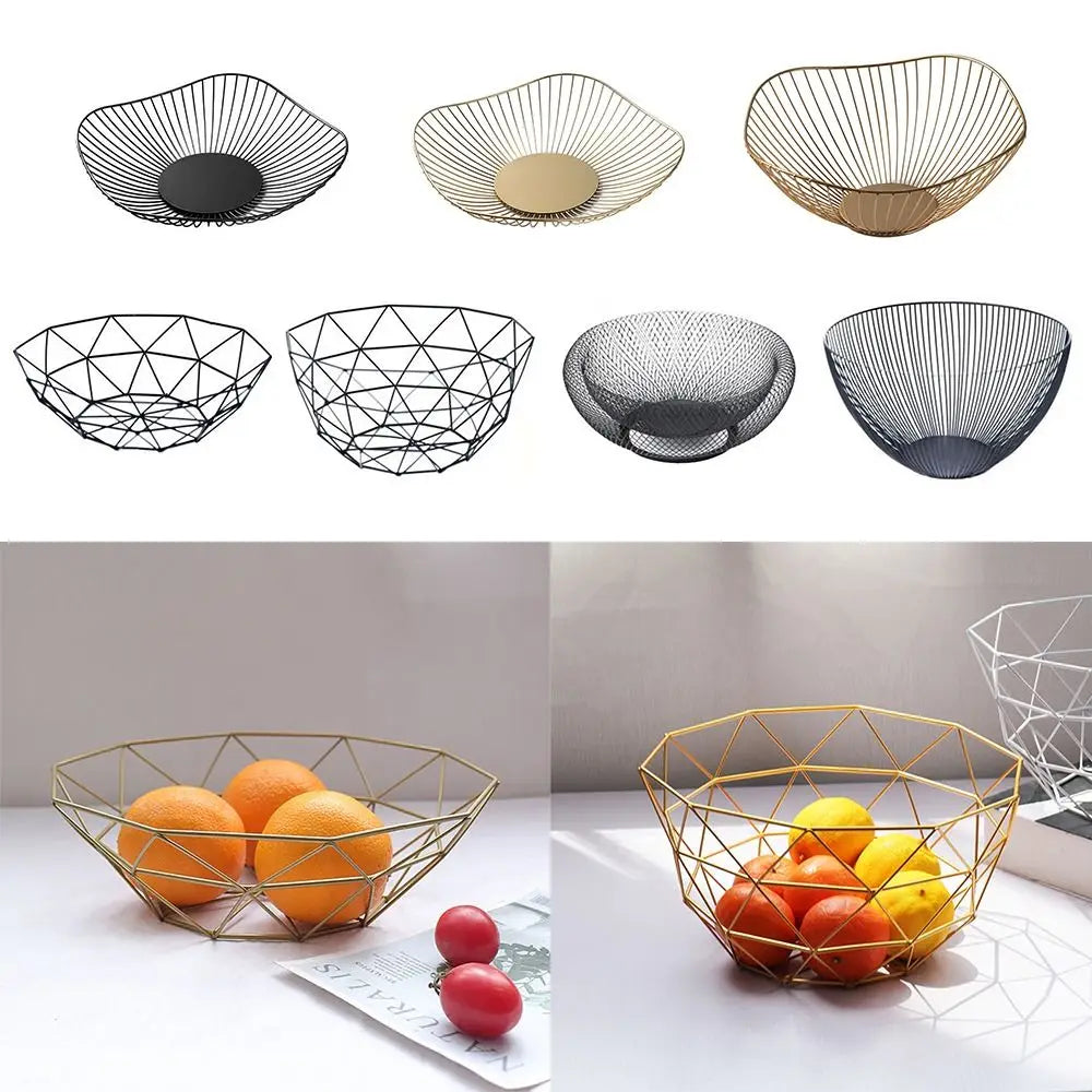 Black Gold Iron Fruit Basket – Multi-Size Kitchen Storage