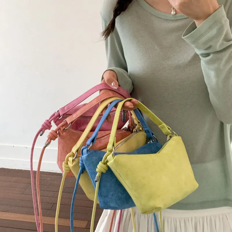 Nixie Vintage Suede Dumpling Crossbody Bag | Korean Style Crossbody Handbag Nixie