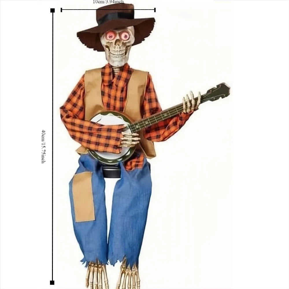 Dueling Banjo Skeletons Glowing Halloween Figurine Decor Halloween Skeleton Figurine Nixie